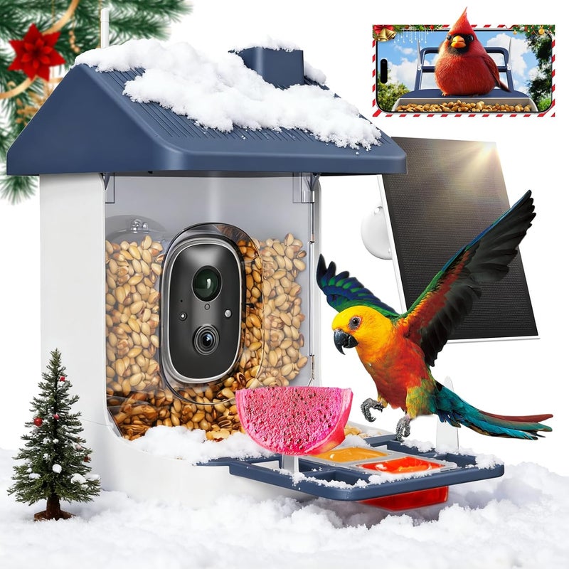 ACCULENZ Smart Bird Feeder with Camera, 1.8L Solar Powered Bird Feeders for Outdoors, 2K AI Identify 10,000+ Birds Species, Birds Feeder Camera IP65 Instant Notification, Ideal Gift for Avian Lovers - Image 1